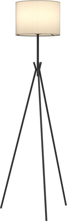 Emke Stehlampe Briana, E27 Stativ-Stehleuchte Textil Vintage, mit Fussschalte, Schwarz (E27)