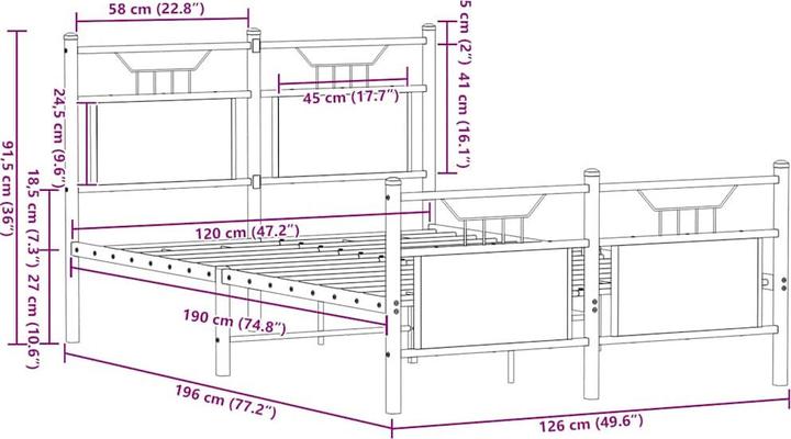 Image du produit vidaXL Bettgestell (120 x 190 cm)