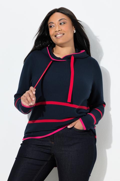 Produktbild Ulla Popken Pullover, Ringel, Farbakzente, Kapuze, Langarm (60)