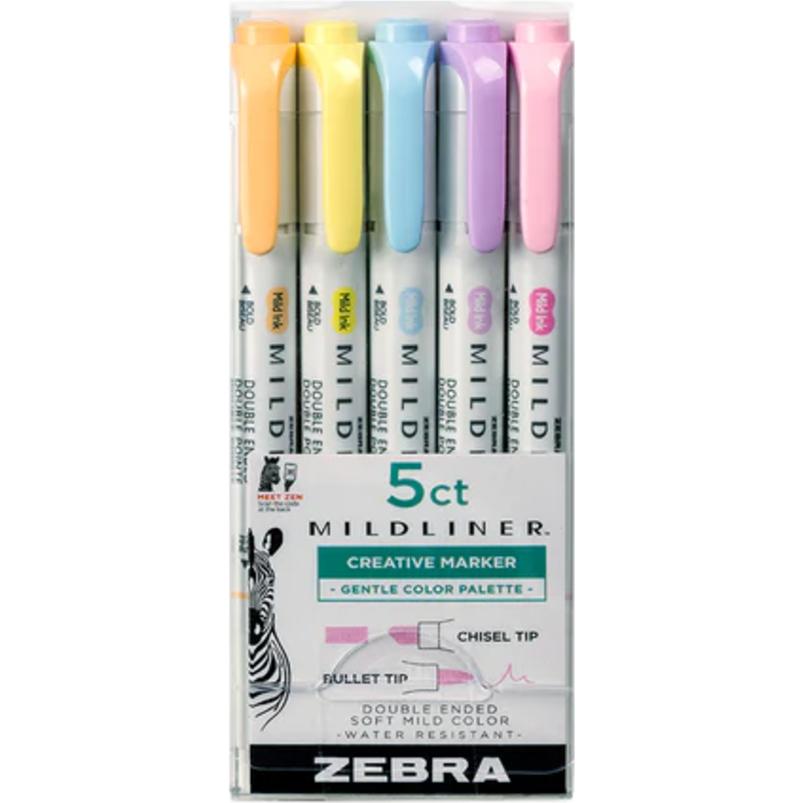 Zebra, Evidenziatori, Mildliner Stifte Bulletjournal Gentle Color Palette 5er Set (5x)