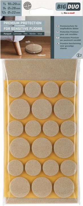 Produktbild Fix-o-moll Big-Duo Parkettgleiter (Filzgleiter, 22 Stück)