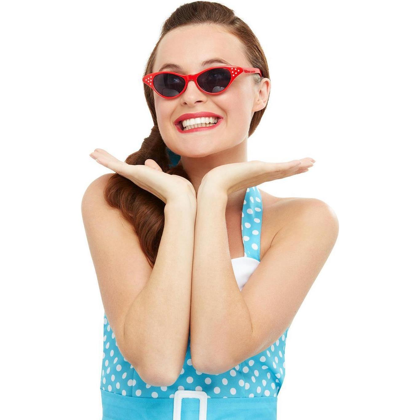 Smiffys Rockabilly Cateye Brille rot