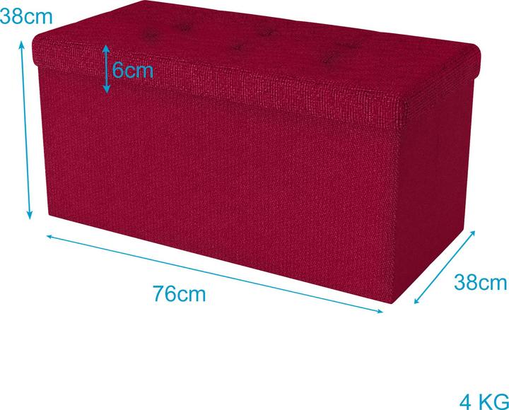 Actual product image Intirilife Bench 76x38x38 cm in CHERRY RED (76 cm)