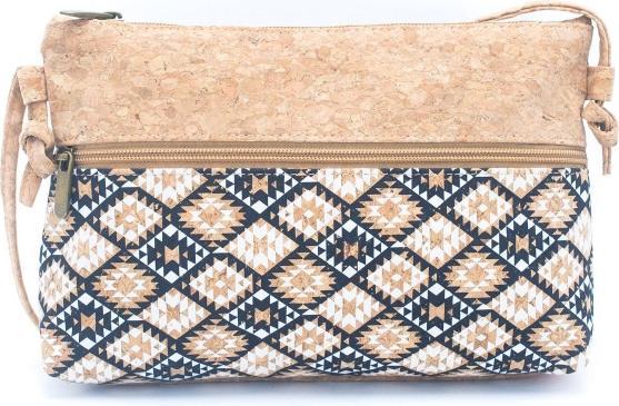 Actual product image MB Cork Damen-Umhängetasche aus Kork mit ethnischem Aufdruck
