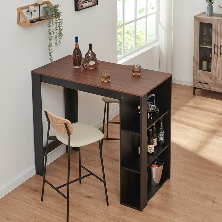 Produktbild En.Casa Bartisch Danderyd 120x60x106 cm mit 3 Ablagefächern Schwarz/Walnussoptik