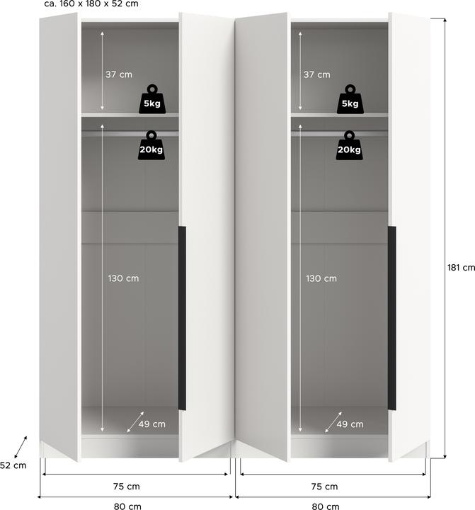 Produktbild Xonox Home Kopenhagen (160 x 52 x 181 cm)