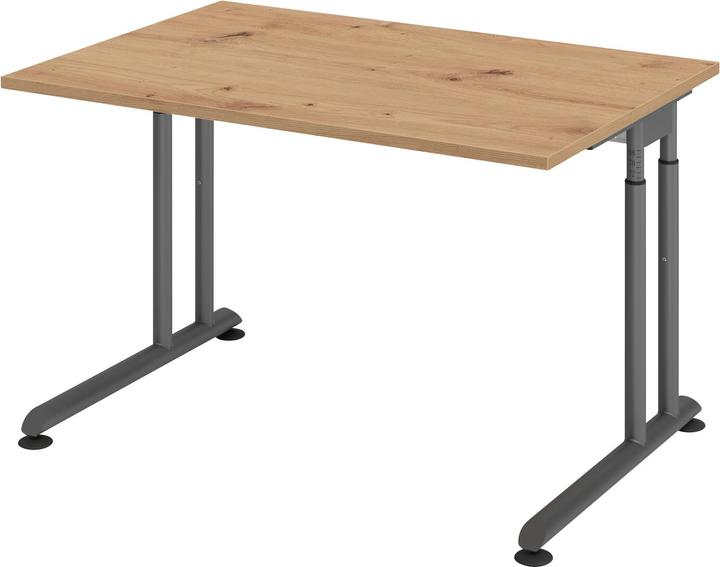 Hammerbacher Bureau pied en C 120x80cm chêne cendré/graphite (120 x 80 cm)