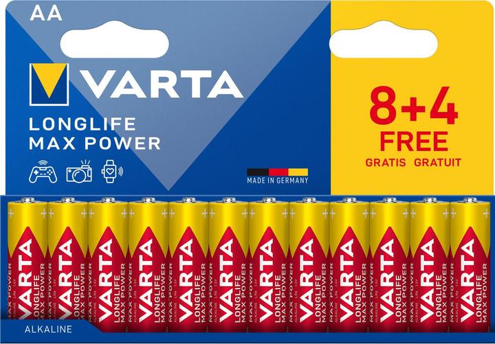 Image du produit Varta Longlife Max Power AA Pack 12 (8+4) (12 pcs, AA, 2980 mAh)