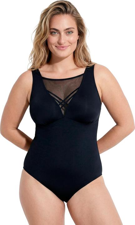 Actual product image Ulla Popken Strappy Mesh Panel One Piece Swimsuit (48)