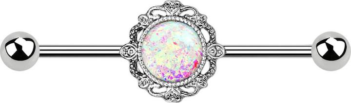 Immagine prodotto Star Piercing Barbell silber filigran mit Opal weiss (Ottone, Acciaio chirurgico 316L)