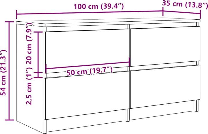 Actual product image vidaXL TV-Schrank (100 x 35 x 54 cm)