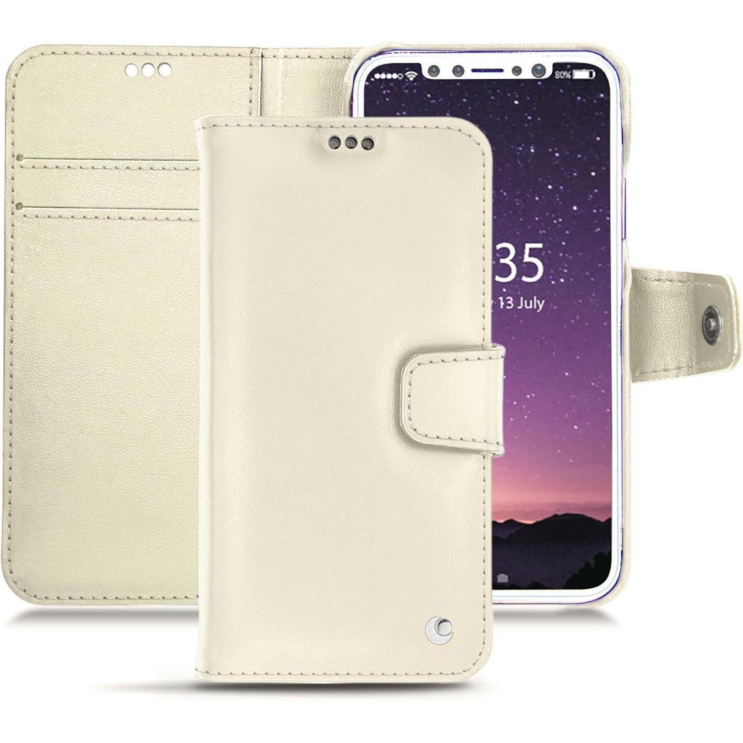 Noreve Lederschutzhülle Wallet (Apple iPhone XS), Smartphone Hülle, Weiss