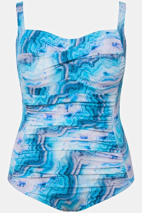 Produktbild Ulla Popken Badeanzug, Marmormuster, drapiert, Softcups (60)