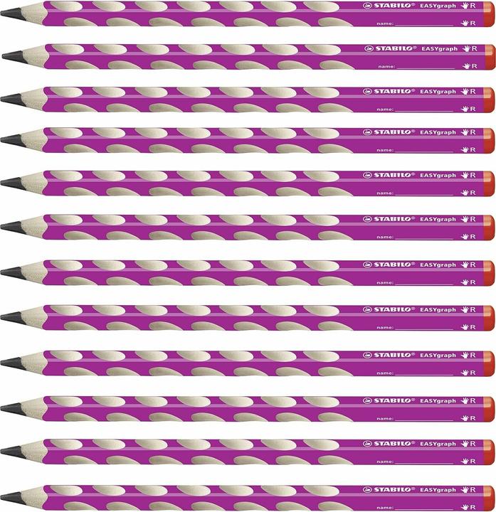 Image du produit STABILO Crayon triangulaire ergonomique pour droitiers - EASYgraph en rose - pack de 12- dureté (3.15 mm, HB, 12x)