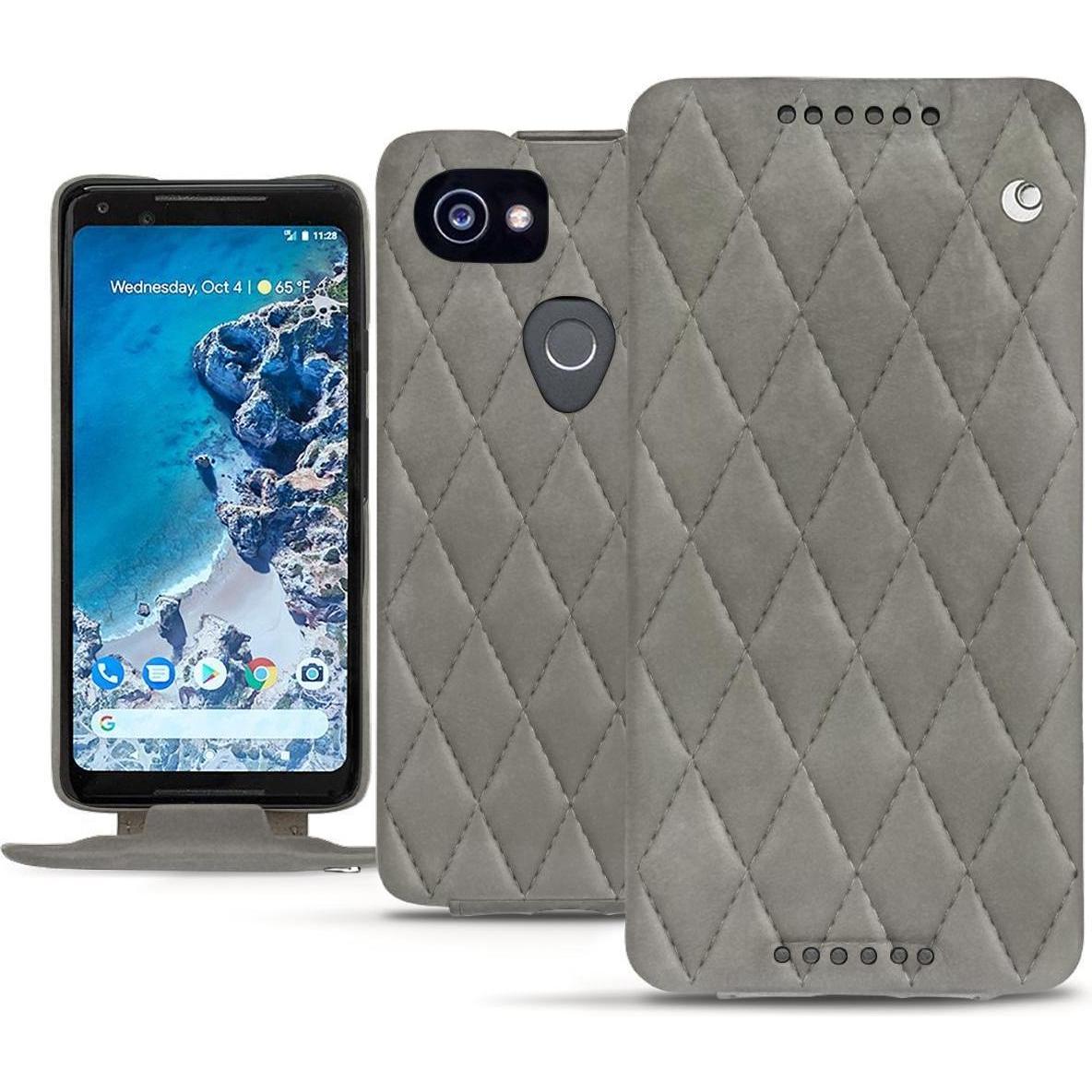 Noreve Lederschutzhülle vertikal (Google Pixel 2 XL), Smartphone Hülle, Grau