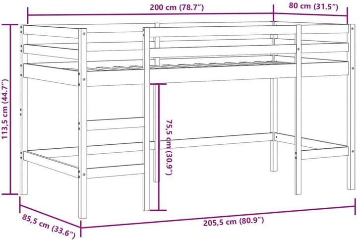 Actual product image vidaXL Kinderhochbett (80 x 200 cm)