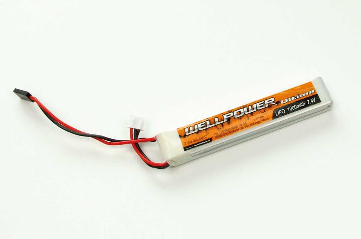 Immagine prodotto Wellpower batteria lipo ultima 1000 mah / 7,4v volt 2s "slim" 20/40c graupner/jr plug (7.40 V, 1000 mAh)