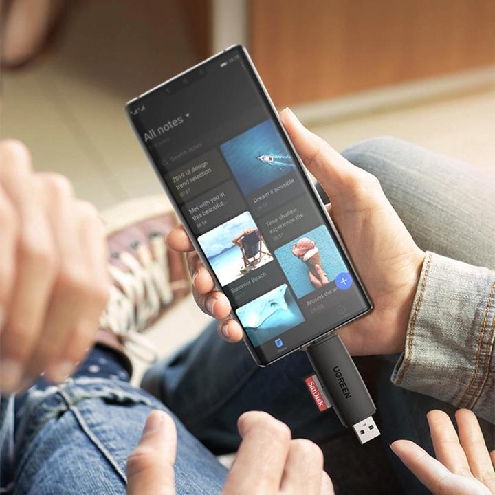 Immagine prodotto Ugreen CM304 Adattatore USB + USB-C Lettore di schede SD + microSD (nero) (USB-C)