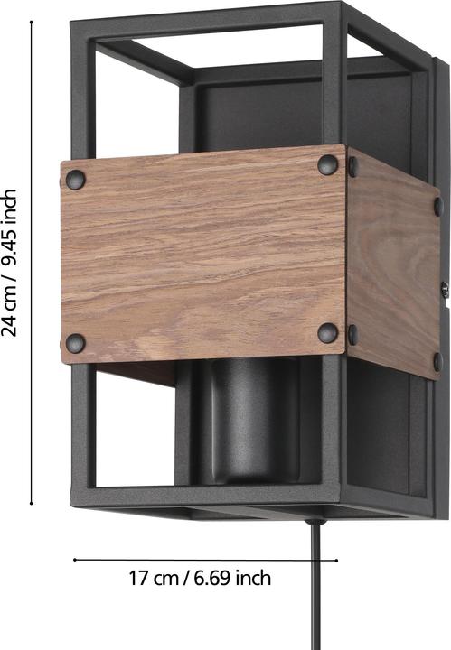 Image du produit EGLO 43806 EVESHAM E27 Applique murale Noir Marron (E27, IP20)