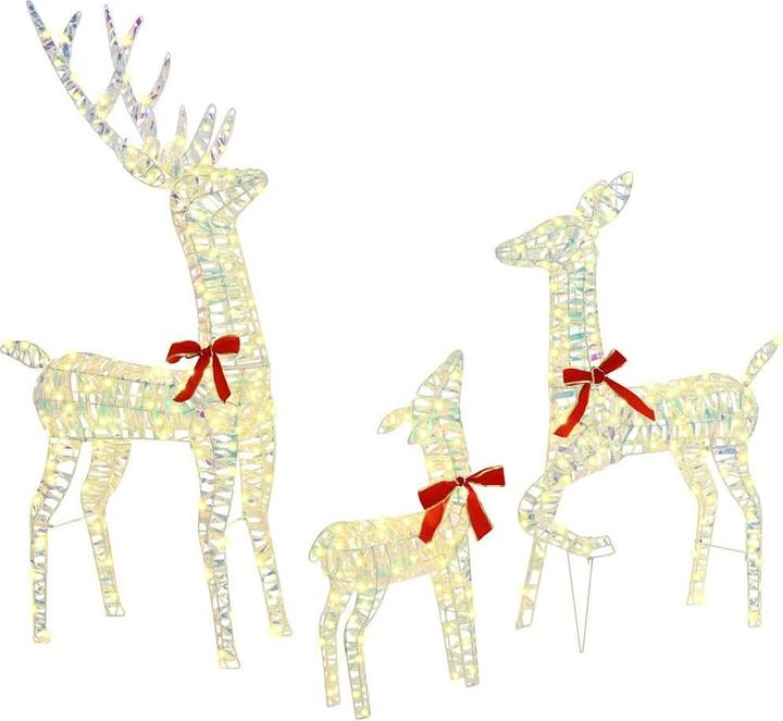 Image du produit vidaXL Famille de rennes 3 pcs Blanc chaud 128 cm PET