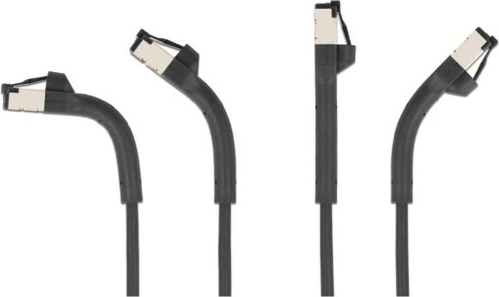Actual product image Delock RJ45 Slim network cable Cat.6A U/FTP angled black (U/FTP, CAT6a, 0.25 m)