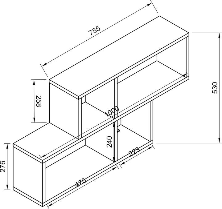 Actual product image VCM Wooden Wall Shelf Hanging Shelf Bookcase Wall Board Deco Board Lusas (100 x 20 x 53 cm)