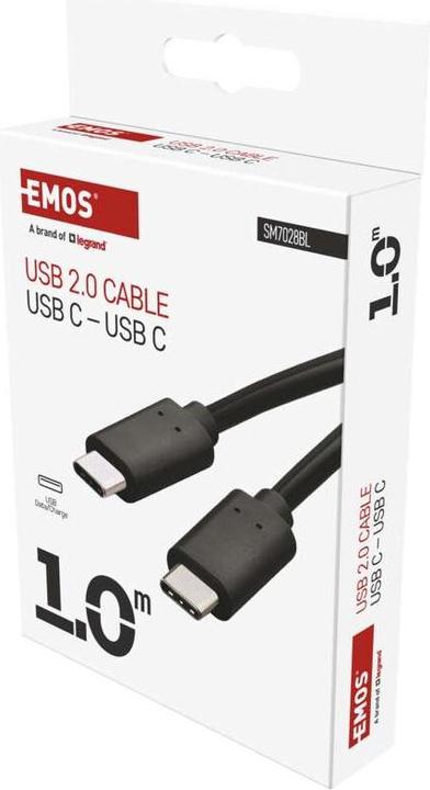 Immagine prodotto Emos USB Kabel 2.0 C Stecker - USB C Stecker 1m, schwarz (1 m, USB 2.0, 100 W)