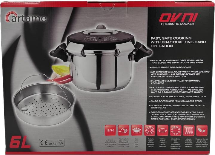 Actual product image Artame High Quality Stainless Steel Pressure Cooker with Spare Glass Lid for Storage (Steam cooker, Stainless steel, 24 x 14.50 cm)