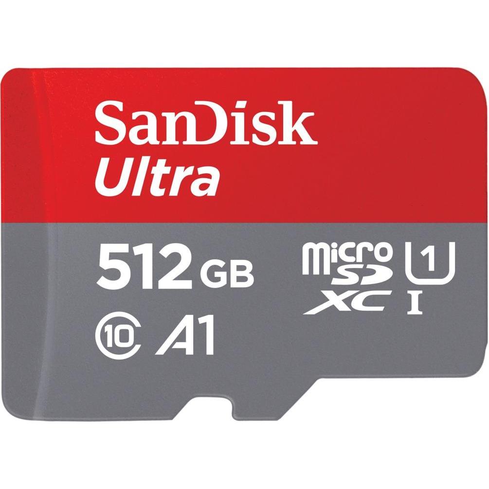 SANDISK microSDHC Ultra 512GB (UHS-1/Cl.10/100MB/s) + adattatore, tablet (512 GB, microSDHC, U1, UHS-I), Scheda di memoria