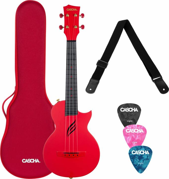 Cascha Ukulele Carbon Fibre Red Set
