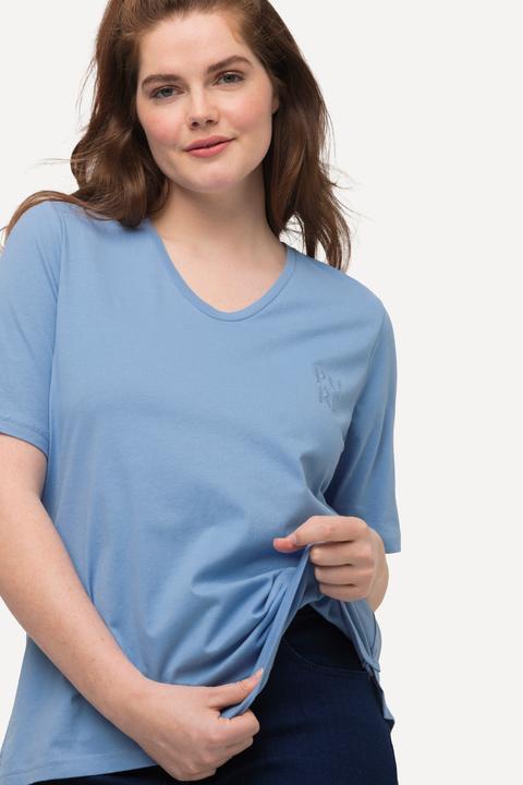 Immagine prodotto Ulla Popken T-shirt di cotone biologico con PURE, scollatura a V e mezze maniche (50, 52)