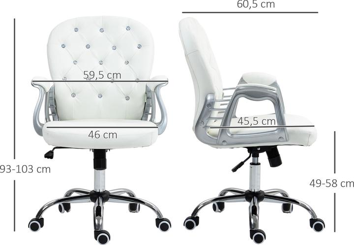 Immagine prodotto Vinsetto Bürostuhl Polyester, Stahl Weiss (49 - 58 cm)