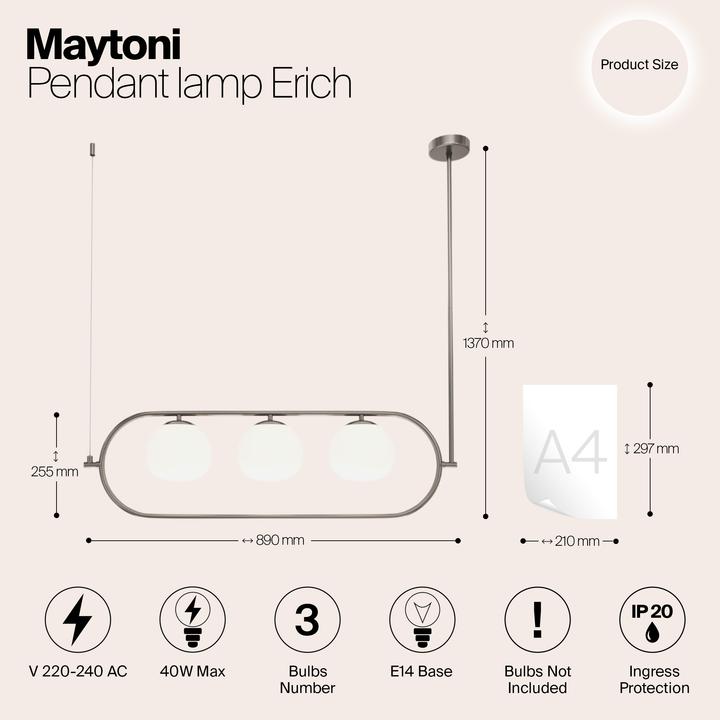 Produktbild Maytoni Erich Pendelleuchte, Hängeleuchte 3x E14 Nickel (E14)