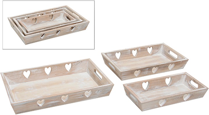 Actual product image G. Wurm Tray set in wood, 3-part, B40 x T30 x H5 cm