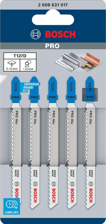 Image du produit Bosch Professional Zubehör Lame de scie sauteuse PRO Alu T127D, 100 mm, 5 pcs.