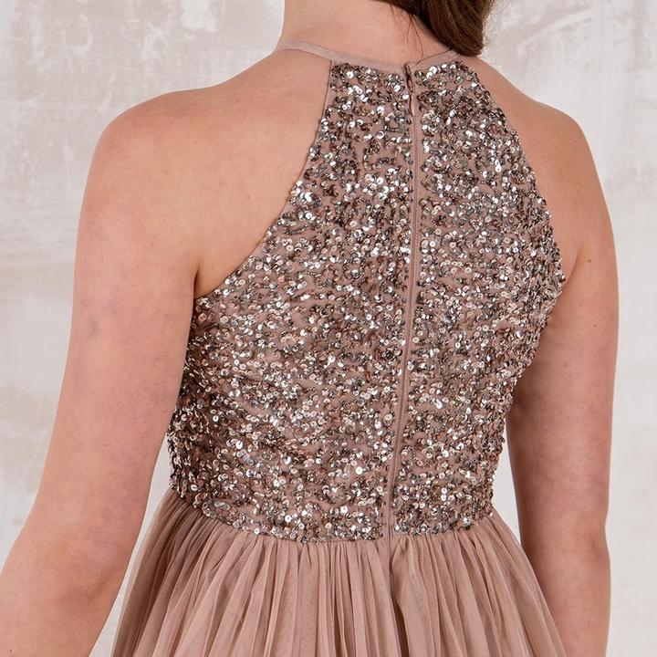 Image du produit Herba Robe midi à col halter ornée de taupe (42)