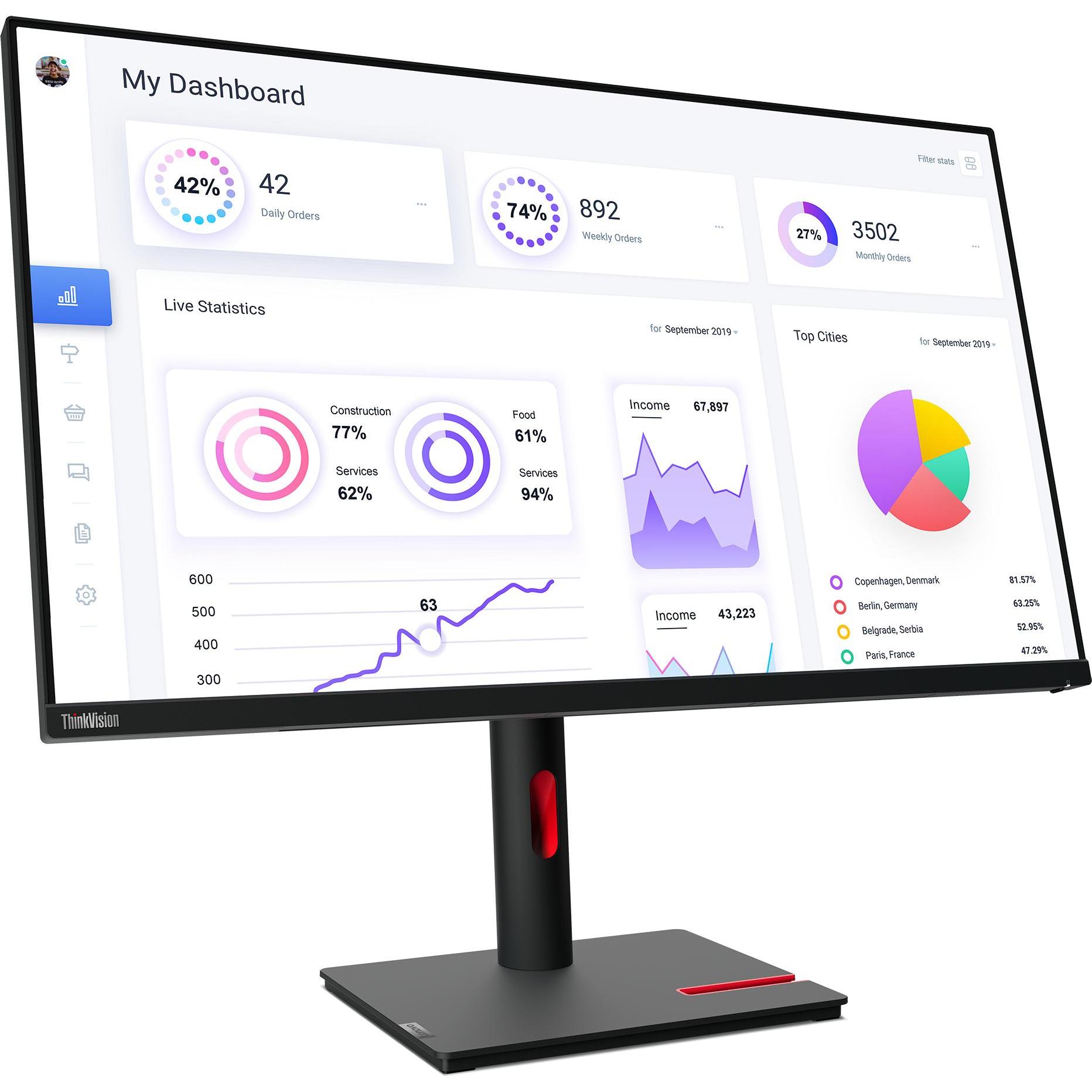Thumbnail - Lenovo ThinkVision T32p-30 (3840 x 2160 Pixel, 31.50"), Monitor, Schwarz