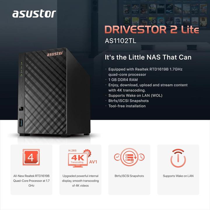 Produktbild Asustor Drivestor 2 Lite AS1102TL (0 TB)