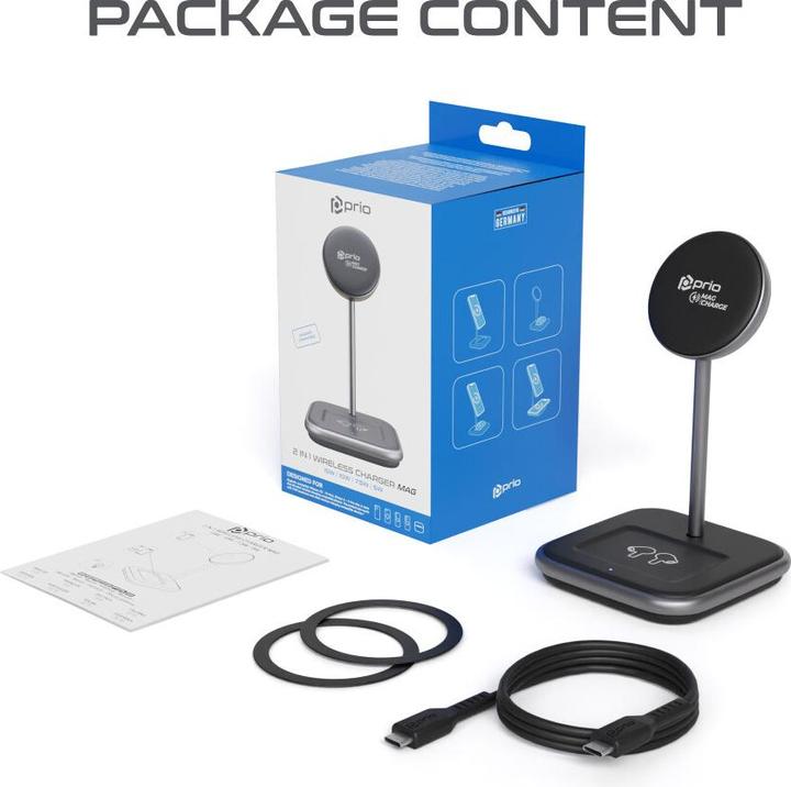 Actual product image prio 15W 2 in 1 Wireless Charger MAG (USB C) black (15 W)