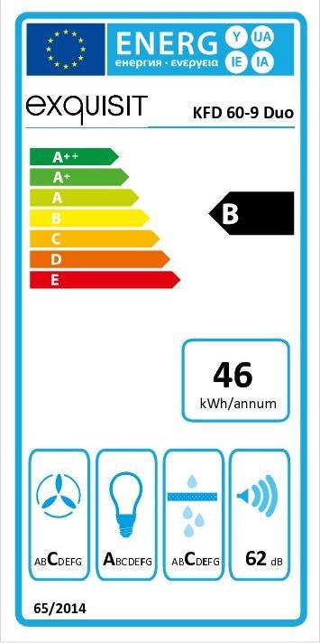 Label énergétique Exquisit KFD 60-9 DUO Inox