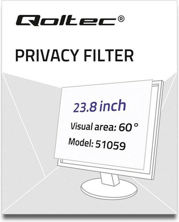 Actual product image Qoltec 51059 - Monitor - Transparent - Privacy - 60.5 cm (23.8 inch) - 527 mm - 29 (23.80", 16:9)