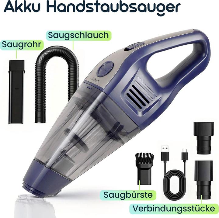 Produktbild Ideoon Akku Handstaubsauger 15000Pa stark – Beutelloser Tischstaubsauger leise mit Brushless Motor