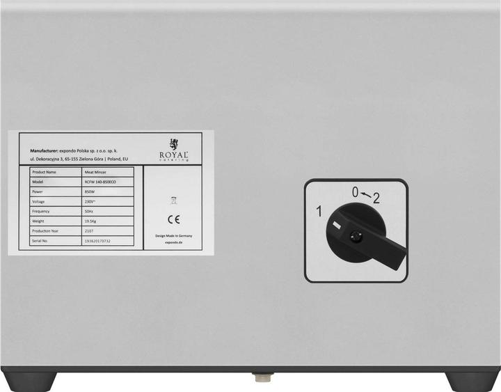 Immagine prodotto Royal Catering Tritacarne elettrico in acciaio inox- Rotazione in senso inverso - 140 kg/h