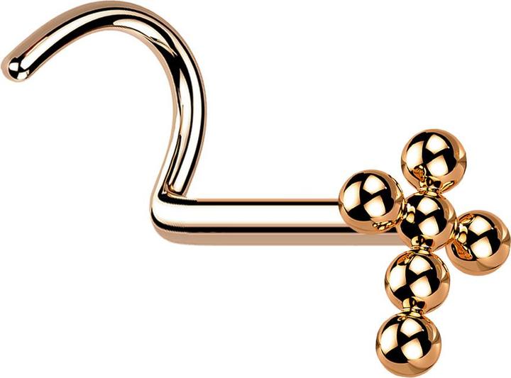 Actual product image Star Piercing Nasenstecker gebogen rosegold Kreuz Kugeln (without brass, Titanium)