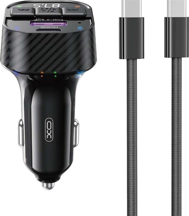 Actual product image xO transmitter FM BCC17 Bluetooth MP3 car charger 30W black + cable USB-C - USB-C