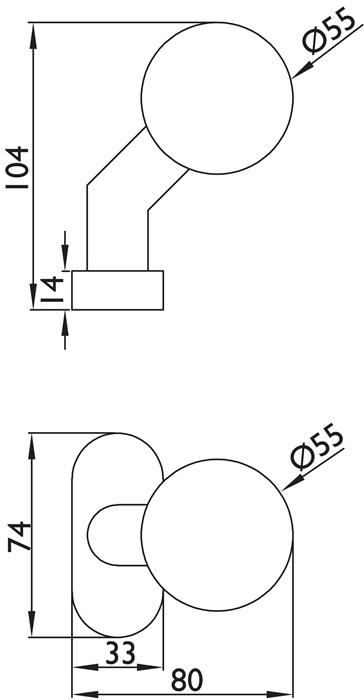 Image du produit Hermat Bouton de porte à cadre 2085 ( 3000267269 ) Matériau Acier inoxydable 60 fixe rotatif (Poignée de porte)