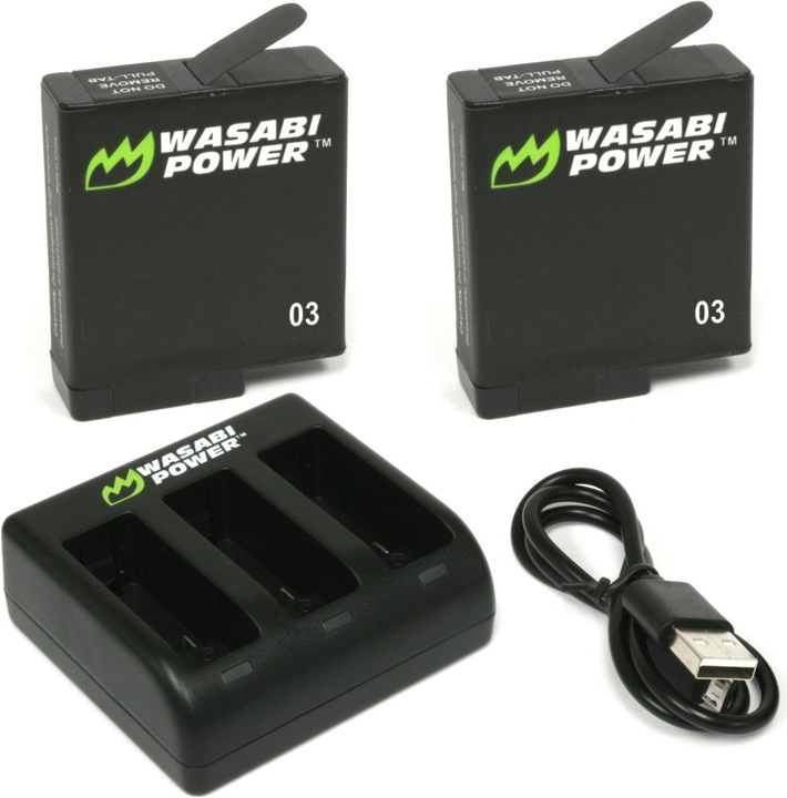 Wasabi Power Triple charger with GoPro Hero 5/6 spare batteries (Rechargeable battery)