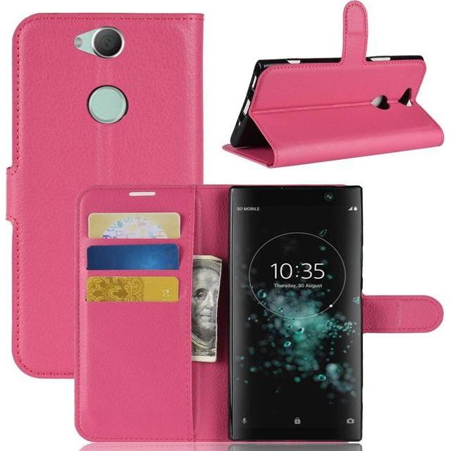 Thumbnail - MU Classic Litchi Leder Bookcover Series (Xperia XA2 Plus), Smartphone Hülle, Rosa