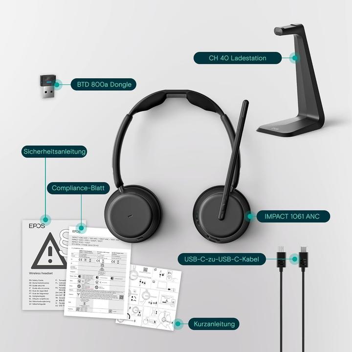 Immagine prodotto EPOS Impact 1061 ANC (Cablato, Senza fili, USB-C)