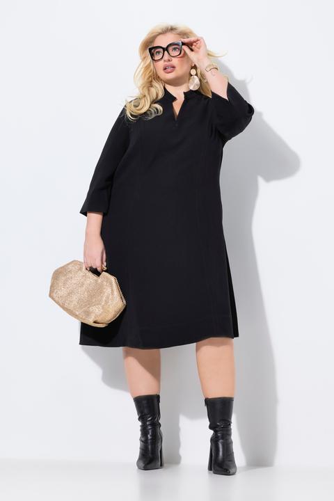 Produktbild Ulla Popken Midikleid, Stehkragen, V-Ausschnitt, 3/4-Arm, Taschen (42, 44)